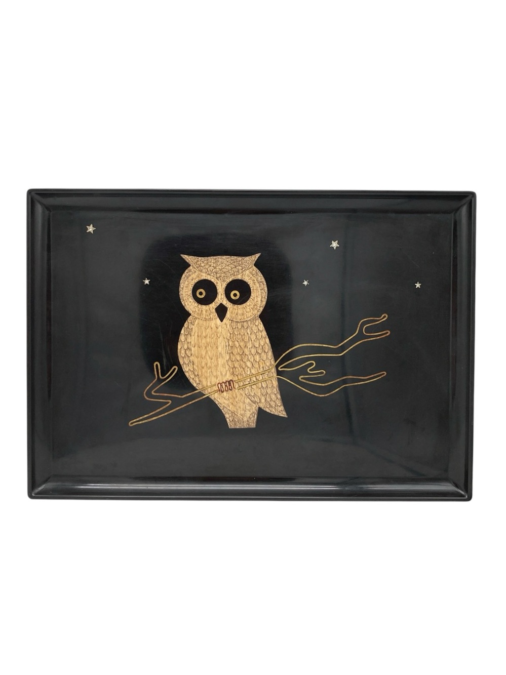 Vintage Couroc of Monterey MCM Large Rectangle Owl Tray